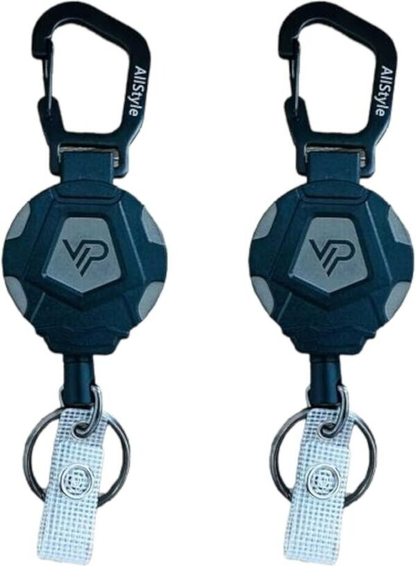 2x Retractable Keychain Heavy Duty Carabiner Badge Holder Tactical ID Badge Reel