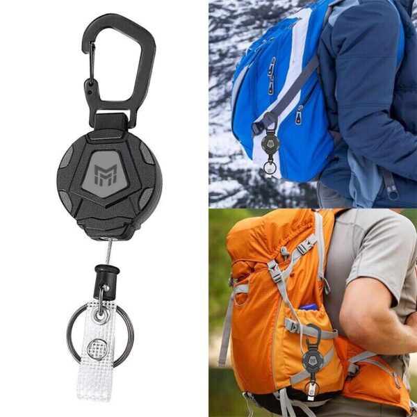2x Retractable Keychain Heavy Duty Carabiner Badge Holder Tactical ID Badge Reel - Image 4